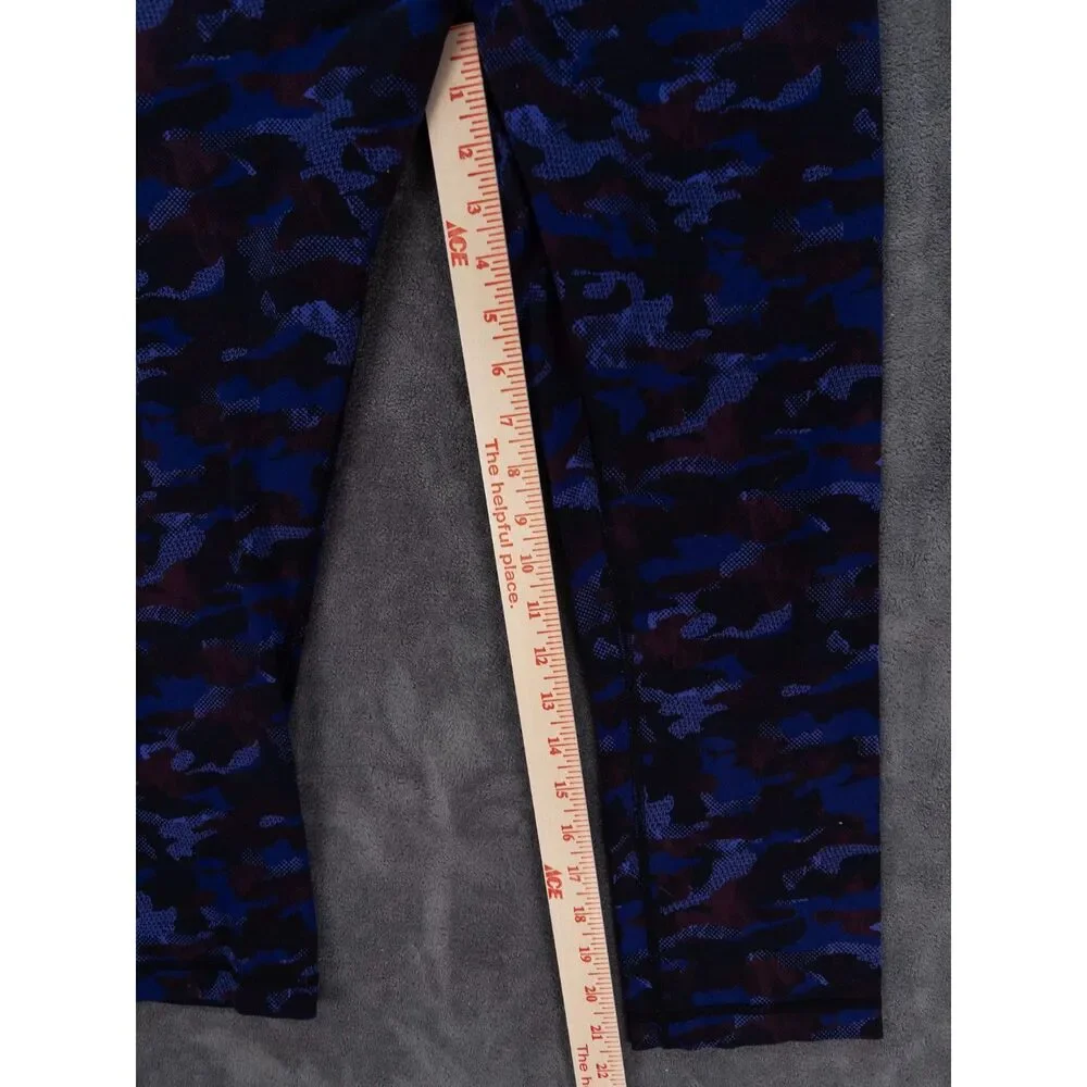 Lululemon Wunder Under Crop III Camo Blue Black Purple Leggings Size 8